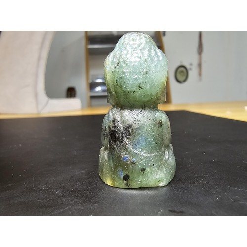 322 - A beautiful natural labradorite carved sitting praying  Buddha presenting excellent natural flashing... 