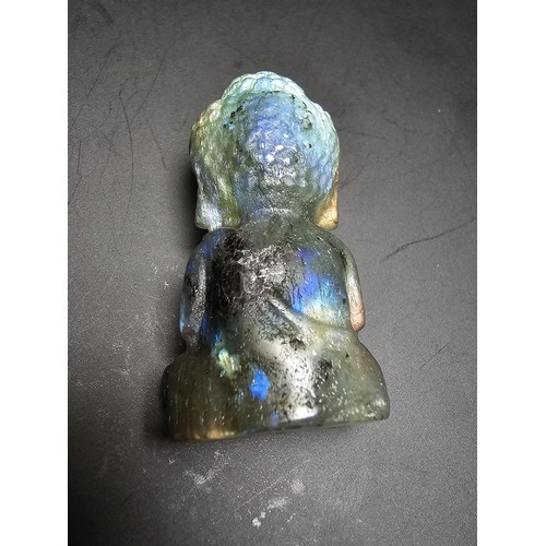 322 - A beautiful natural labradorite carved sitting praying  Buddha presenting excellent natural flashing... 