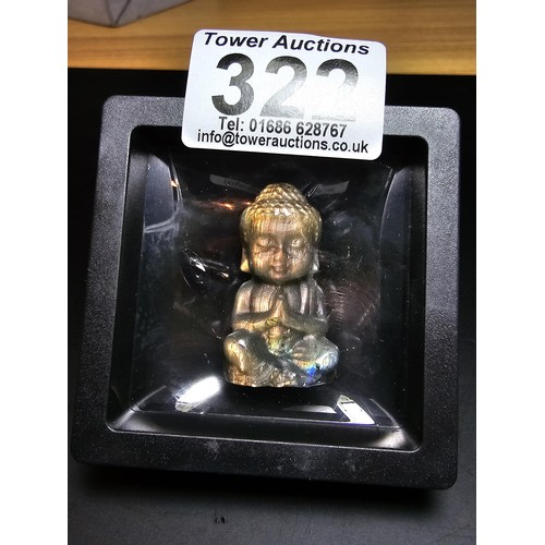 322 - A beautiful natural labradorite carved sitting praying  Buddha presenting excellent natural flashing... 