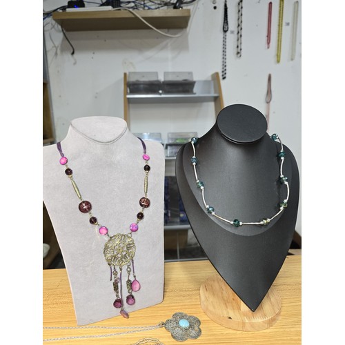 312 - A suite of good quality vintage costume jewellery which includes many semi precious stone and glass ... 