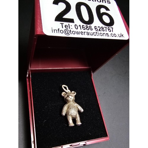 206 - A tested as sterling silver teddy bear charm/pendant, the teddy bear is well cast presenting good de... 