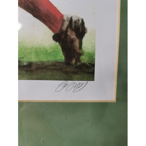 131 - A limited edition framed and glazed print of a welsh rugby star number 68/100 by Dirk Winson-Bushby,... 