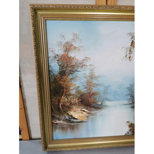 132 - 7x various large oil on canvas framed paintings inc a harbour scene signed Tanya Ping, along with 2x... 