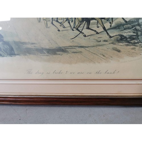 137 - 2x framed and glazed prints taken from 1846 picture inc An arrival at Gretna overtaken by the Guardi... 