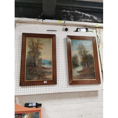 101 - 2x oak framed and glazed oil paintings of river scenes by W. Thomas in good order each measure 75cm ... 