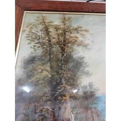 101 - 2x oak framed and glazed oil paintings of river scenes by W. Thomas in good order each measure 75cm ... 