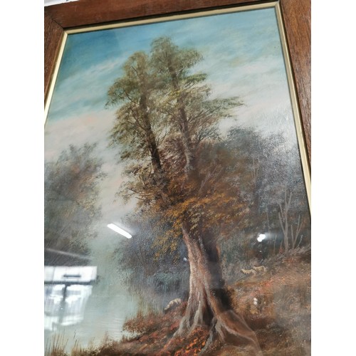 101 - 2x oak framed and glazed oil paintings of river scenes by W. Thomas in good order each measure 75cm ... 