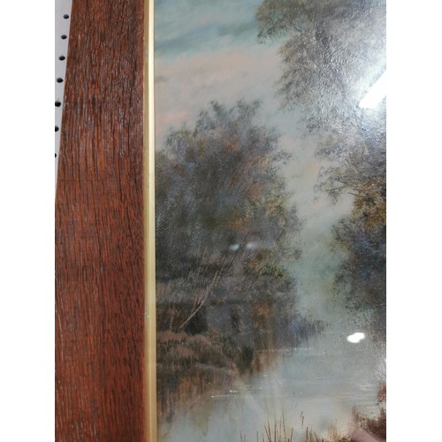 101 - 2x oak framed and glazed oil paintings of river scenes by W. Thomas in good order each measure 75cm ... 