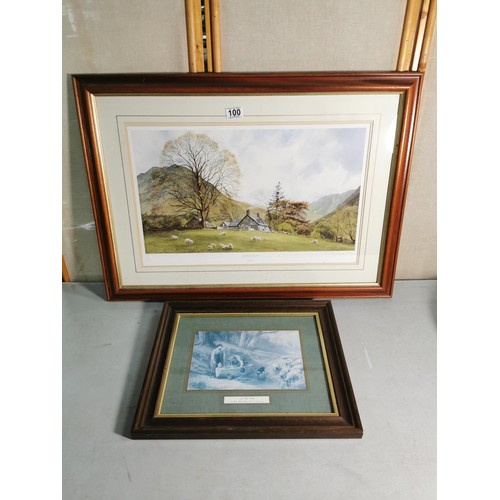100 - 2x framed and glazed prints inc a hand signed limited edition print by Alan Ingham 'Tranquil Valley'... 