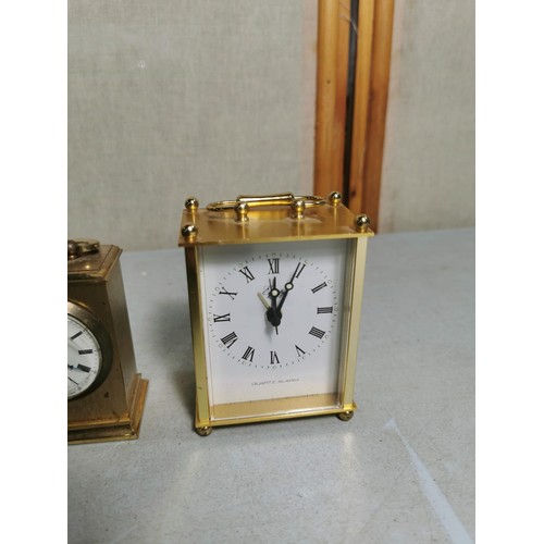 96 - 3x carriage clocks inc Astral miniature clock, Linhof leaver escapement carriage clock, quartz carri... 