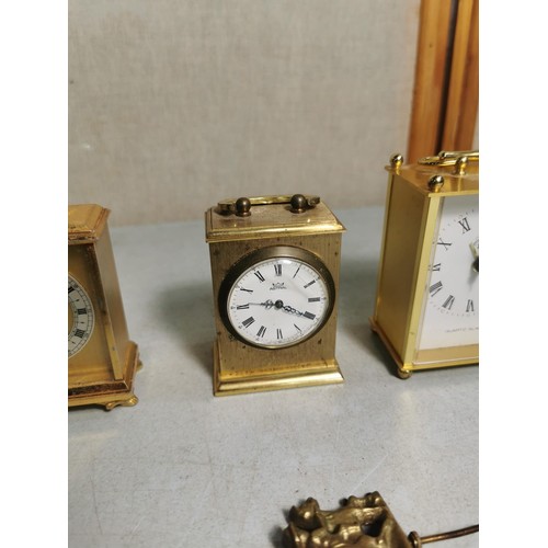 96 - 3x carriage clocks inc Astral miniature clock, Linhof leaver escapement carriage clock, quartz carri... 