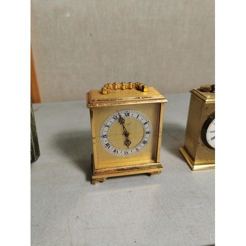 96 - 3x carriage clocks inc Astral miniature clock, Linhof leaver escapement carriage clock, quartz carri... 