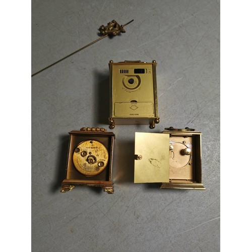 96 - 3x carriage clocks inc Astral miniature clock, Linhof leaver escapement carriage clock, quartz carri... 