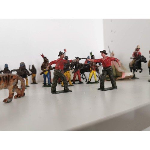 109 - Collection of 40x lead figures inc native Africans, native Indians, Gordon Highlander shooting figur... 