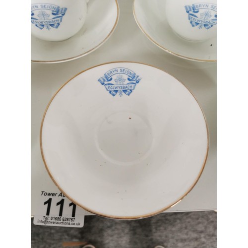 111 - A large set of Bryn Seion Eglwysbach part teaset consisting of 30 cups, 30 saucers and 1 jug, couple... 