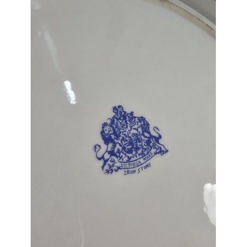 348 - Heavy large and impressive ironstone charger by Victoria ware which features an attractive a fairy a... 