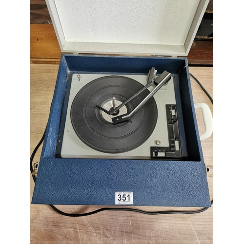 351 - Cased vintage Fidelity record player 3 speed takes 12