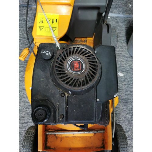 360 - Petrol lawn mower complete with grass box and height adjustment in good order has compression.