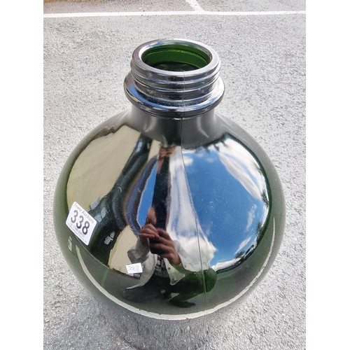 338 - Vary large and impressive green glass demi-john style bottle this bottle is 54cm high and diameter 2... 