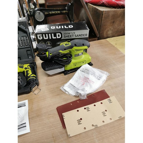 395 - A Guild 200w 1/3 sheet sander and 3 guild power screwdrivers all in good order.