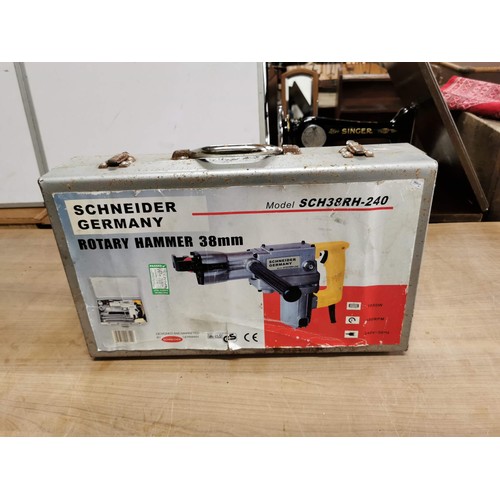 397 - A Schneider 38mm rotary hammer, SCH38RH-240, in case and fully tested complete with tools, gloves an... 