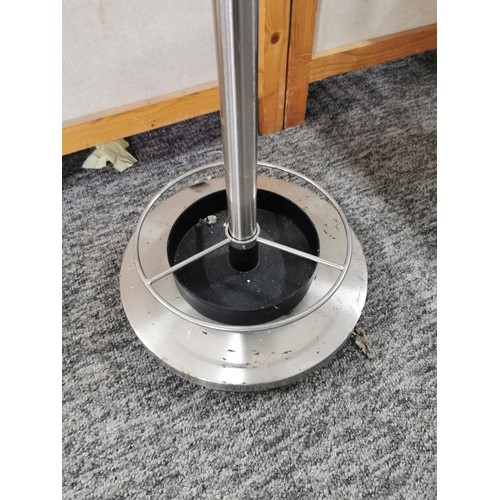 409 - Tall chrome 3 division hat / coat stand in good order with heavy base stands at 173cm high