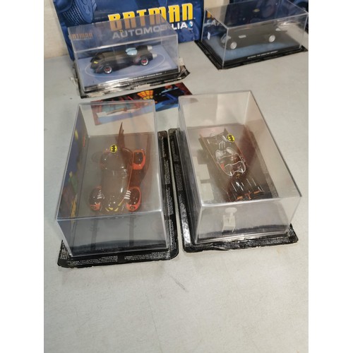 144 - 11x Eaglemoss Batman diecast model car with diorama in original display cases and all complete with ... 