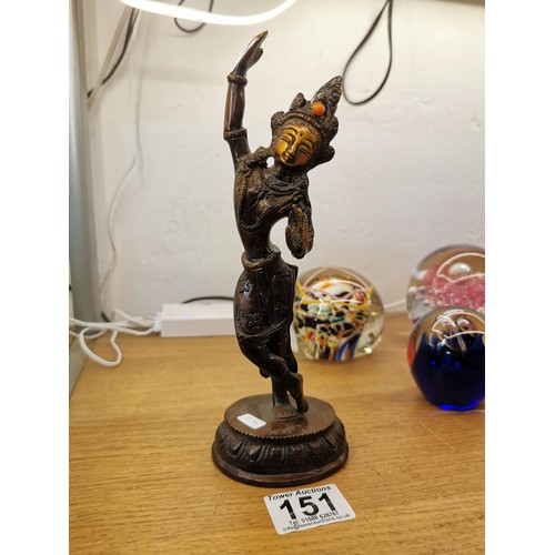 151 - Bronze Hindu Tara Goddess Deity statue in good order well detailed stands at 23cm high