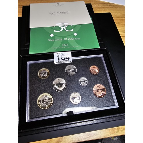 164 - The Royal Mint new King Charles III definitive s 2023 base proof coin set which includes all of King... 