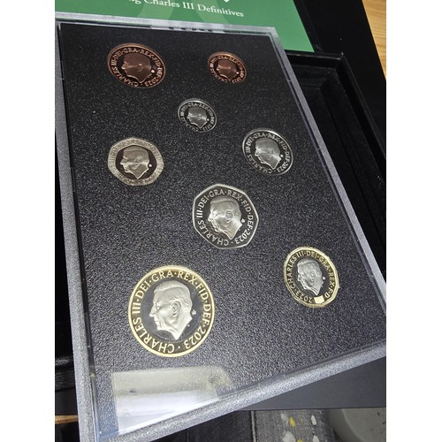 164 - The Royal Mint new King Charles III definitive s 2023 base proof coin set which includes all of King... 