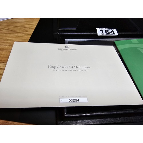 164 - The Royal Mint new King Charles III definitive s 2023 base proof coin set which includes all of King... 