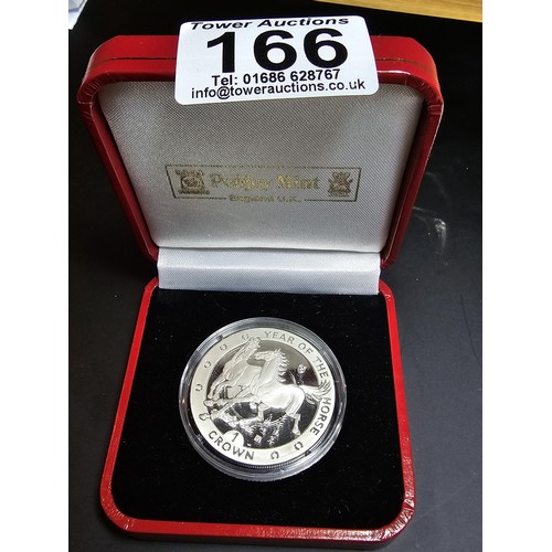 166 - A Pobjoy mint year of the horse silver proof £1 coin for the Isle of man 2002 struck in 999.9 silver... 