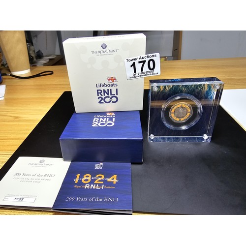 170 - An as new boxed The Royal Mint 200 years of the RNLI 2024 UK 50 pence silver proof colour coin with ... 