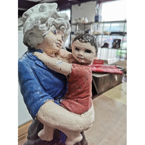 426 - Good quality large floor standing garden ornament of a mother and child in good overall condition in... 