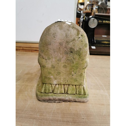 433 - Small stoneware well detailed garden ornament of a hedgehog sitting on a arm chair in good order sta... 