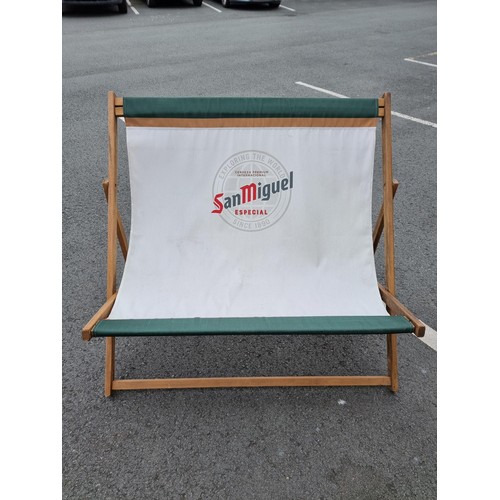 455 - Very Large 2 person double sun lounger / Deck chair with San Miguel advertising to the centre of the... 