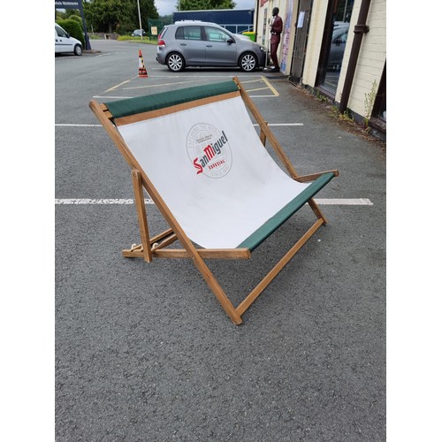 455 - Very Large 2 person double sun lounger / Deck chair with San Miguel advertising to the centre of the... 