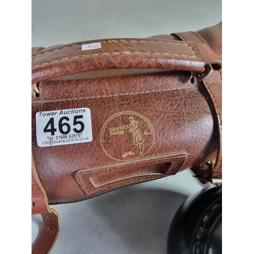 465 - 2x Almark Commander bowls, size 4H 11A 695 in a Drakes Pride leather holder