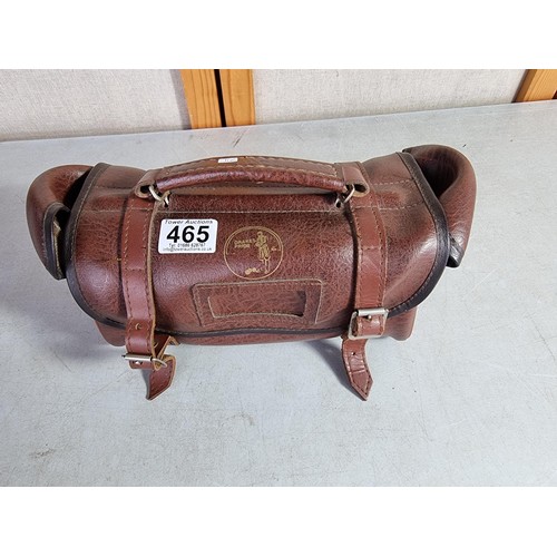 465 - 2x Almark Commander bowls, size 4H 11A 695 in a Drakes Pride leather holder