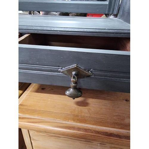 481 - Good quality grey painted dressing table bevel edged mirror, with two drawers to the base in good or... 