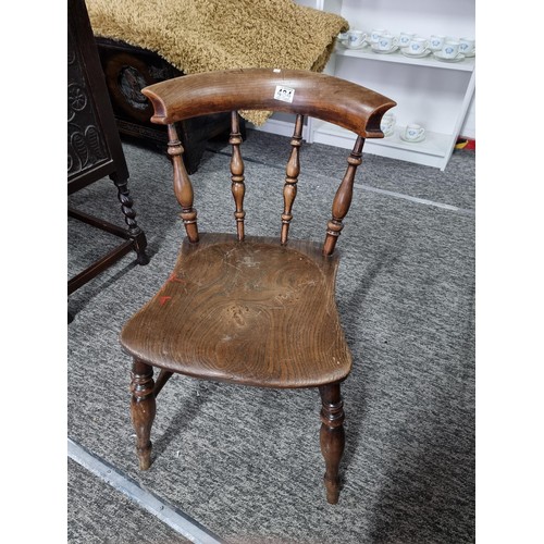 484 - 3x good quality dark wood spindle back chairs in good order all with turned legs, largest chair show... 