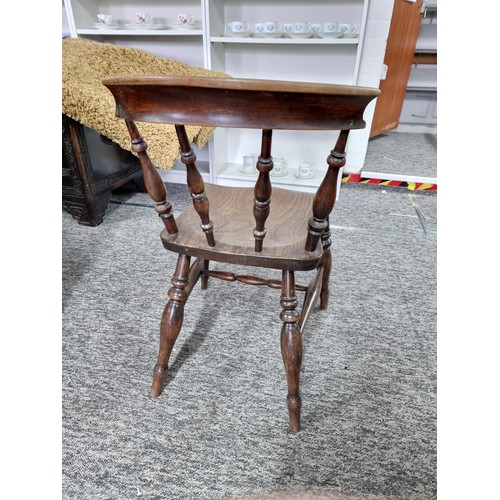 484 - 3x good quality dark wood spindle back chairs in good order all with turned legs, largest chair show... 