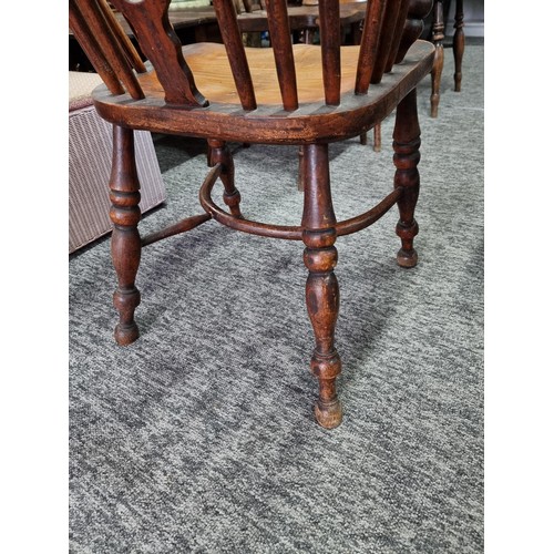 485 - 2x Very Good Antique Solid Elm Spindle Back Windsor Chairs, both have been finely crafted in solid e... 