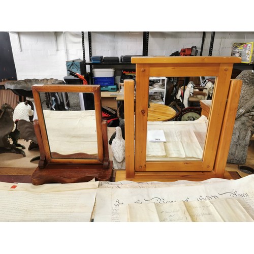 504 - 2x Dressing Table Mirrors including a Pine Tilting Mirror and a vintage Oak Mirror. Tallest measures... 