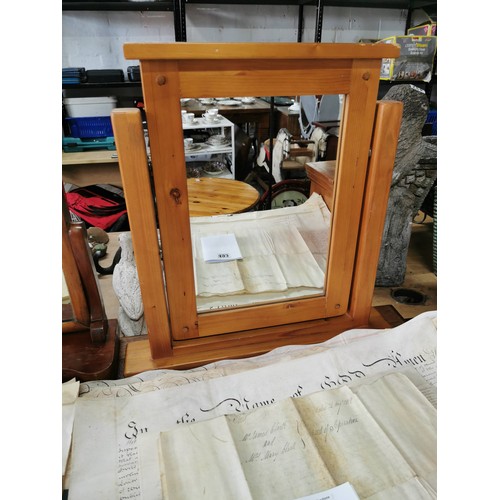 504 - 2x Dressing Table Mirrors including a Pine Tilting Mirror and a vintage Oak Mirror. Tallest measures... 