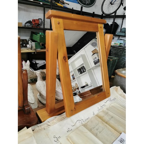 504 - 2x Dressing Table Mirrors including a Pine Tilting Mirror and a vintage Oak Mirror. Tallest measures... 