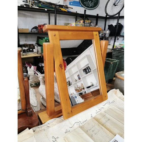 504 - 2x Dressing Table Mirrors including a Pine Tilting Mirror and a vintage Oak Mirror. Tallest measures... 