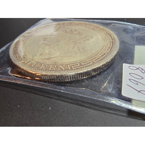 174 - A collection of 3 antique coins to include an 1882 Mexican 8 reales coin, a 1908 French Republic ind... 