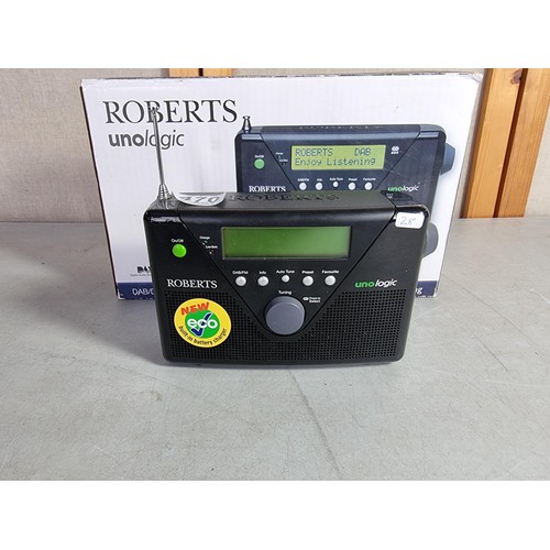 470 - Boxed Roberts Unologic DAB digital portable Radio with DAB+ and FM With power cable and instructions