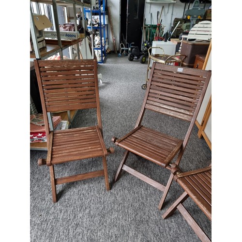 474 - Set of 4x FSC teak folding gardening chairs, all in good overall condition, Height of 1x chair is 92... 